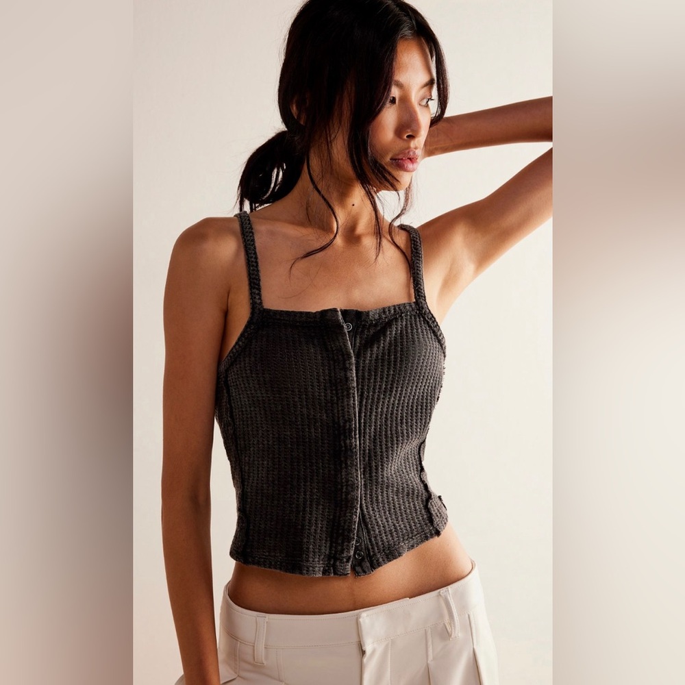 Free People We the Free Bella Tank Top Size XL NWT Waffle Knit Slouchy Relaxed